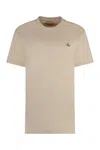 Vivienne Westwood Crew Neck Logo Embroidered Straight Hem Top In Beige