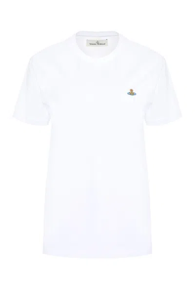 Vivienne Westwood Logo-embroidered Cotton T-shirt In White