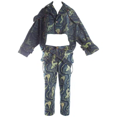 Pre-owned Vivienne Westwood Cotton Cropped Jacket And Bondage Pant Suit, S / S 1993 In Gray