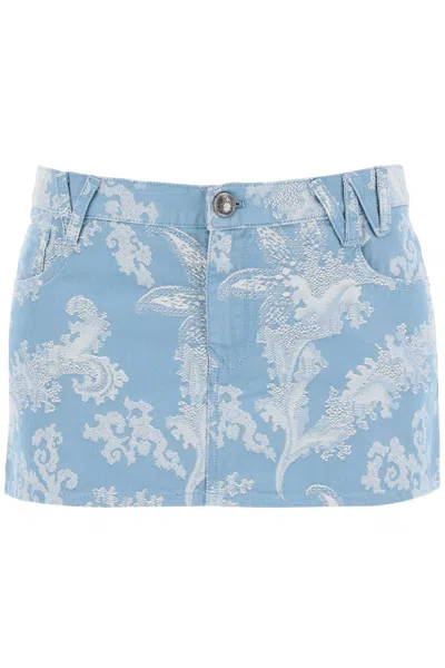 Vivienne Westwood Foam Coral-jacquard Cotton Mini Skirt In Blue