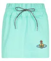 Vivienne Westwood Orb-embroidered Cotton Miniskirt In Green
