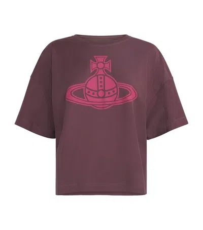 Vivienne Westwood Cotton Orb Logo T-shirt In Burgundy