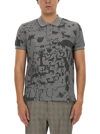 Vivienne Westwood Cavemen Orb Logo Classic Polo In Grey
