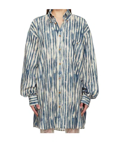 Vivienne Westwood Cotton Poplin Oversized Shirt In Gray