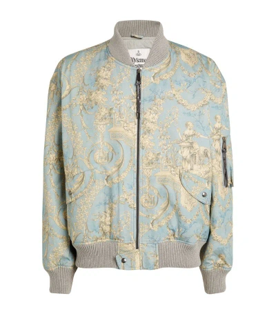 Vivienne Westwood Cotton Printed Bomber Jacket In Blue