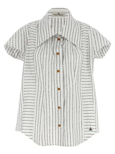 VIVIENNE WESTWOOD COTTON SHIRT WITH ALL-OVER LOGO PRINT