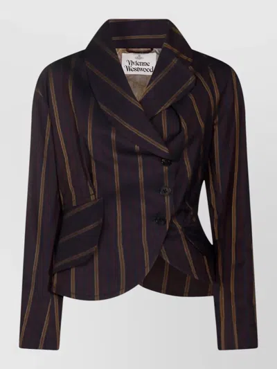 Vivienne Westwood Cotton Stripe Jacket Tailored Silhouette In Brown