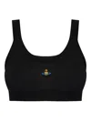 Vivienne Westwood Womens Black Bea Logo-embroidered Cotton Knitted Bra In Black