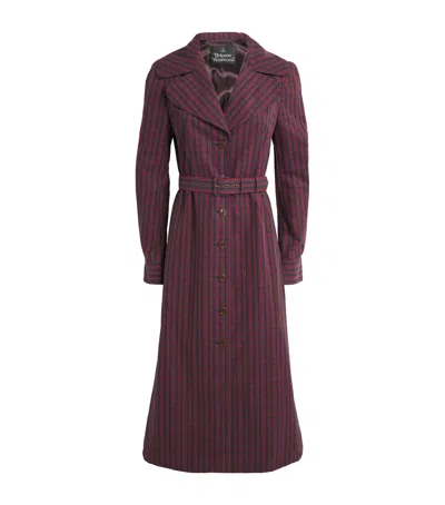 Vivienne Westwood Cotton Tartan Liska Trench Coat In Burgundy