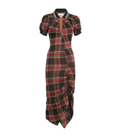 VIVIENNE WESTWOOD COTTON TARTAN MIDI SHIRT DRESS