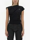 Vivienne Westwood Hebo One-shoulder Cotton Top With Embroidered Orb Logo In Black