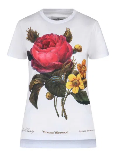 Vivienne Westwood Short Sleeve Crewneck Cotton T Shirt Floral In White