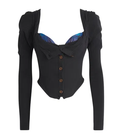 Vivienne Westwood Cotton-cashmere Bea Cropped Cardigan In Black
