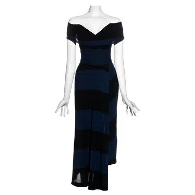Pre-owned Vivienne Westwood Couture Navy Striped Silk Corset And Skirt Set, Ss 1998 In Blue