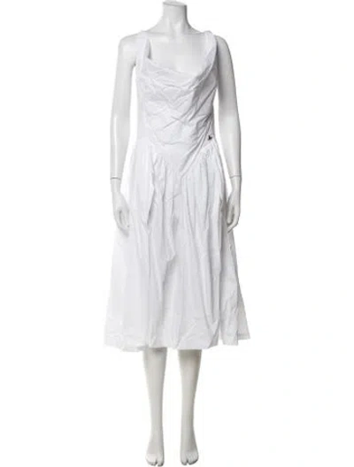 Pre-owned Vivienne Westwood Cowl Neck Long Dress In White