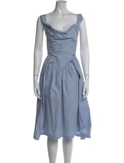 Pre-owned Vivienne Westwood Cowl Neck Midi Length Dress In Blue