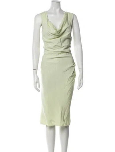Pre-owned Vivienne Westwood Cowl Neck Midi Length Dress In Green