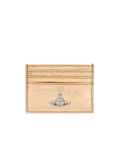 Vivienne Westwood Crack Pattern Card Holder In Gold