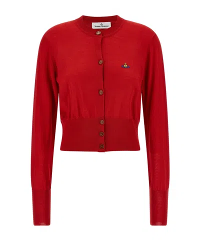 Vivienne Westwood Cropped Fitted Cardigan With Button-down Front In Red
