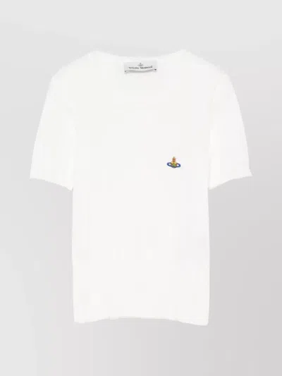 Vivienne Westwood Crew Neck Fitted Silhouette Ribbed Top In White