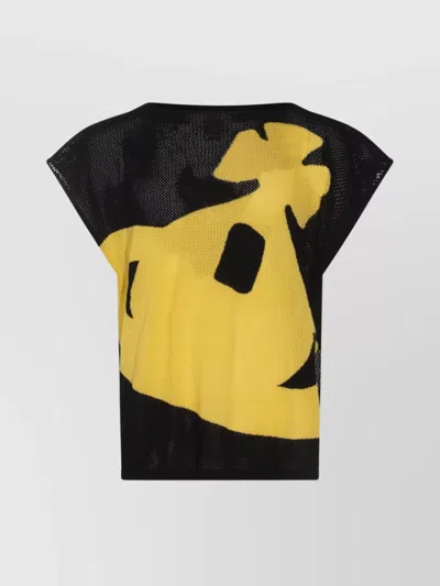 Vivienne Westwood Crew Neck Graphic Print Mesh Sleeveless Top In Black
