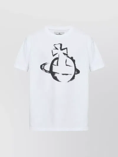 Vivienne Westwood Crew Neck Graphic Print Relaxed Fit Top In White