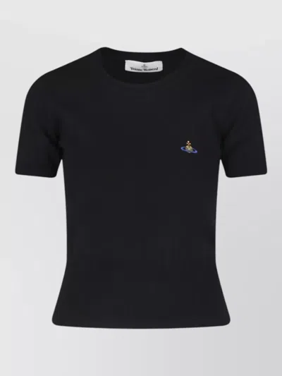 Vivienne Westwood Crew Neck Knit Top Short Sleeves In Black