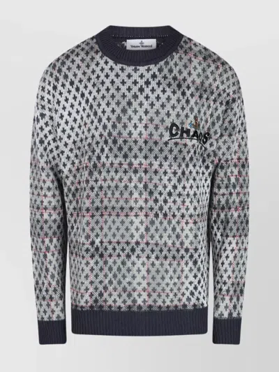 VIVIENNE WESTWOOD CREW NECK SWEATER WITH RIBBED CUFFS AND HEM