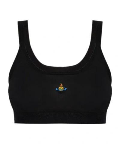 VIVIENNE WESTWOOD VIVIENNE WESTWOOD LOGO EMBROIDERED CROPPED TOP