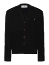 Vivienne Westwood Black V Neck Cardigan With Orb Embroidery In Cotton And Cashmere In Black