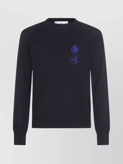 Vivienne Westwood Crewneck Embroidered Knitwear Sweater In Blue