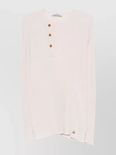 Vivienne Westwood Crewneck Sweater With Asymmetric Button Detail In Neutral
