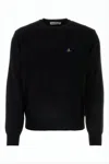 Vivienne Westwood Crewneck Sweater With Embroidered Emblem And Ribbed Details In Black