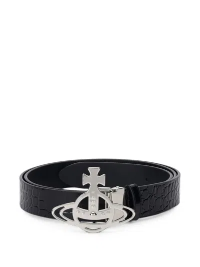 Vivienne Westwood Croc-effect Belt In Black