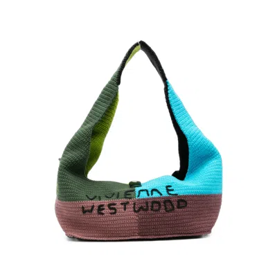 Vivienne Westwood Crochet-knit Logo-embroidered Shoulder Bag In Multicolour
