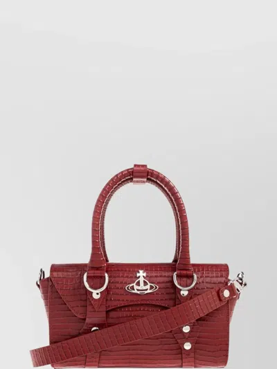 Vivienne Westwood Crocodile-effect Leather Shoulder Bag Top Handles In Brown