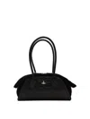 Vivienne Westwood Two-tone Leather And Suede Small Shirley Shoulder Bag In Black
