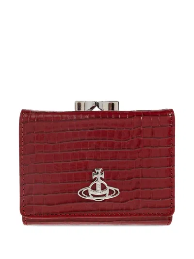 Vivienne Westwood Crocodile-embossed Frame-clasp Wallet In Red