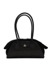 Vivienne Westwood Two-tone Leather And Suede Small Shirley Shoulder Bag In Brown