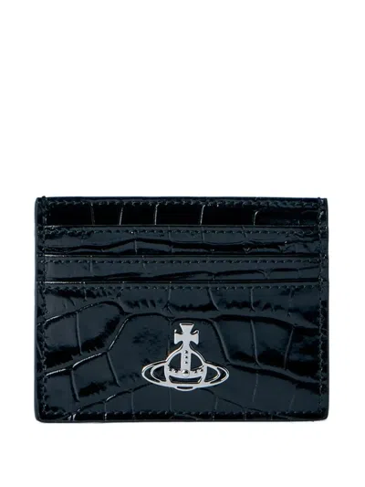 Vivienne Westwood Crocodile Logo-embelished Card Holder In Black