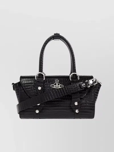 Vivienne Westwood Crocodile Top Handles Detachable Strap Shoulder Bag