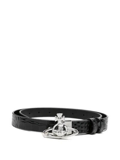 Vivienne Westwood Crocodile-effect Belt In Black