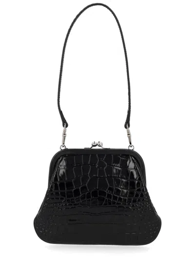 Vivienne Westwood Crocodile-embossed Calf Leather Clutch In Black