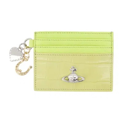 Vivienne Westwood Crocodile-embossed Calfskin Card Case In Green