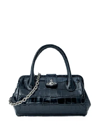 Vivienne Westwood Crocodile-embossed Leather Tote Bag In Blue