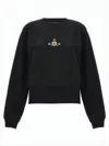 Vivienne Westwood Cropped Black Long-sleeve Sweatshirt With Embroidered Emblem In Black