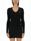 Vivienne Westwood Cropped Black Sweater With Deep V-neckline In Black