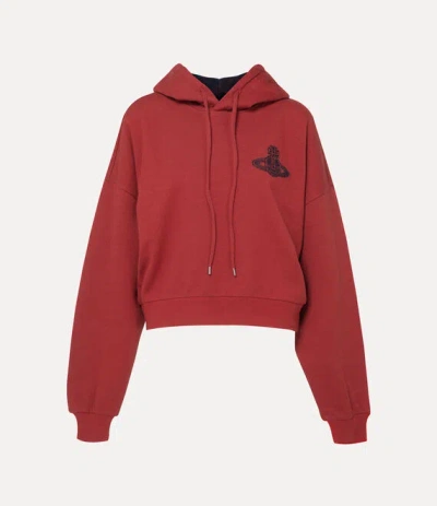 Vivienne Westwood Cropped Box Hoodie Double Faced Felpa Red M Women In Burgundy