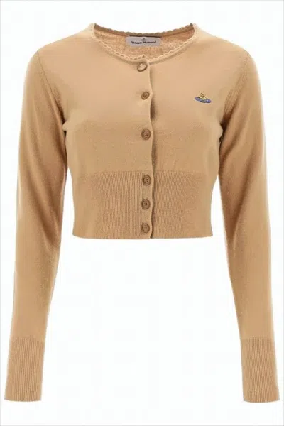 Vivienne Westwood Cropped Brown Cardigan With Button-down Front