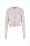 Vivienne Westwood Cropped Button-down Cardigan With Ribbed Cuffs And Emblem In White